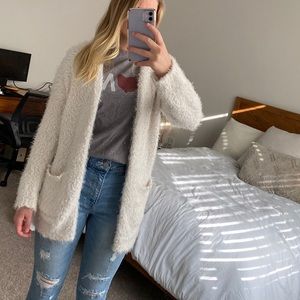 Altar’d State fuzzy white cardigan
